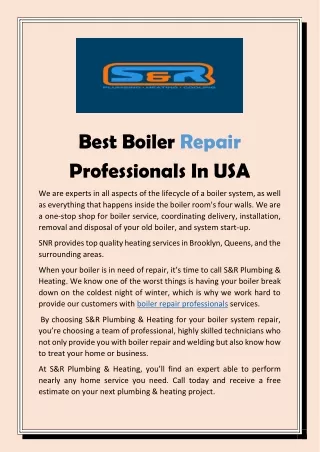 Best Boiler Repair Professionals In USA