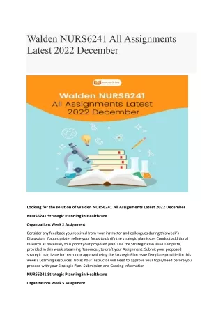 walden nurs6241 all assignments latest 2022
