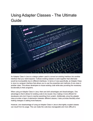 using adapter classes the ultimate guide