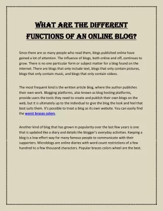 What are the different functions of an online blog?