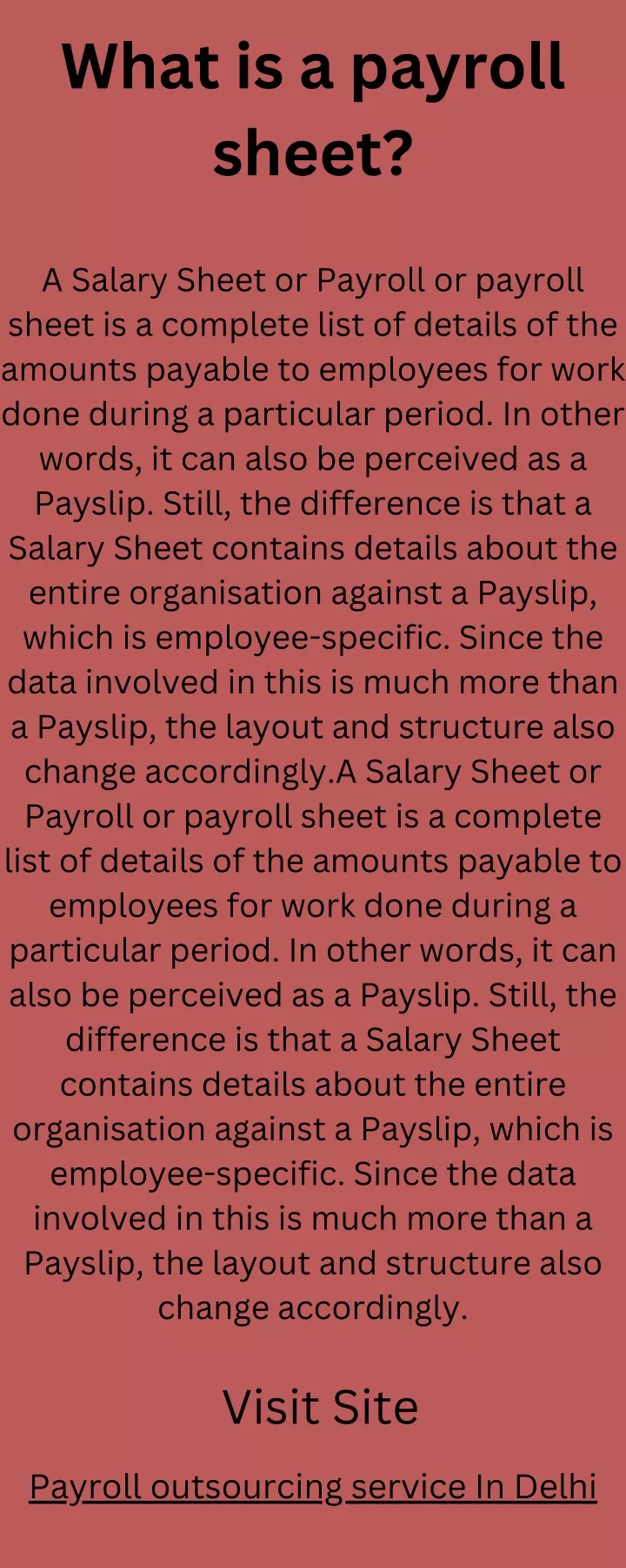 what is a payroll sheet