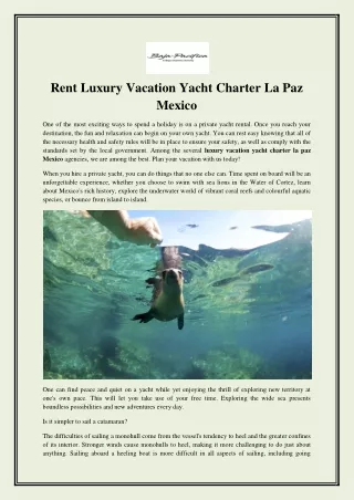 Rent Luxury Vacation Yacht Charter La Paz Mexico