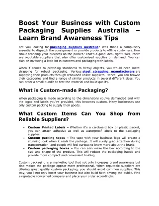 Boost Your Business with Custom Packaging Supplies Australia – Learn Brand Awareness Tips