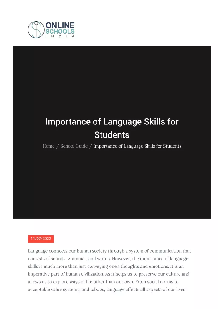 importance of language skills for students