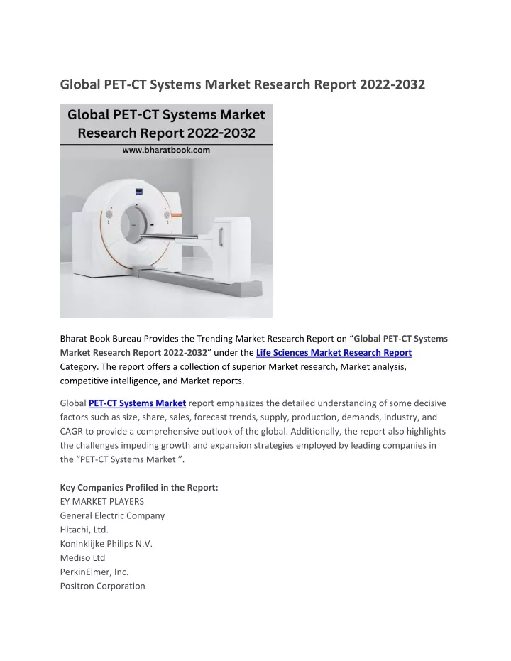 global pet ct systems market research report 2022