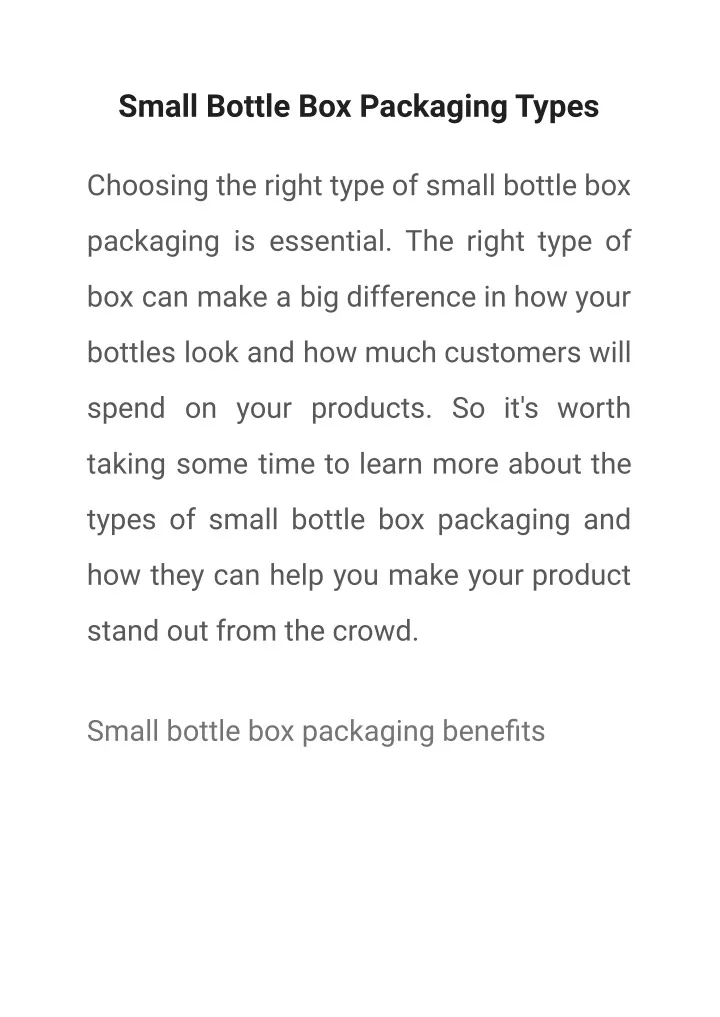 small bottle box packaging types
