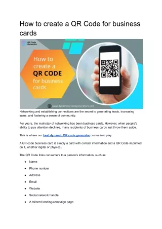 How to create QR Code for business card