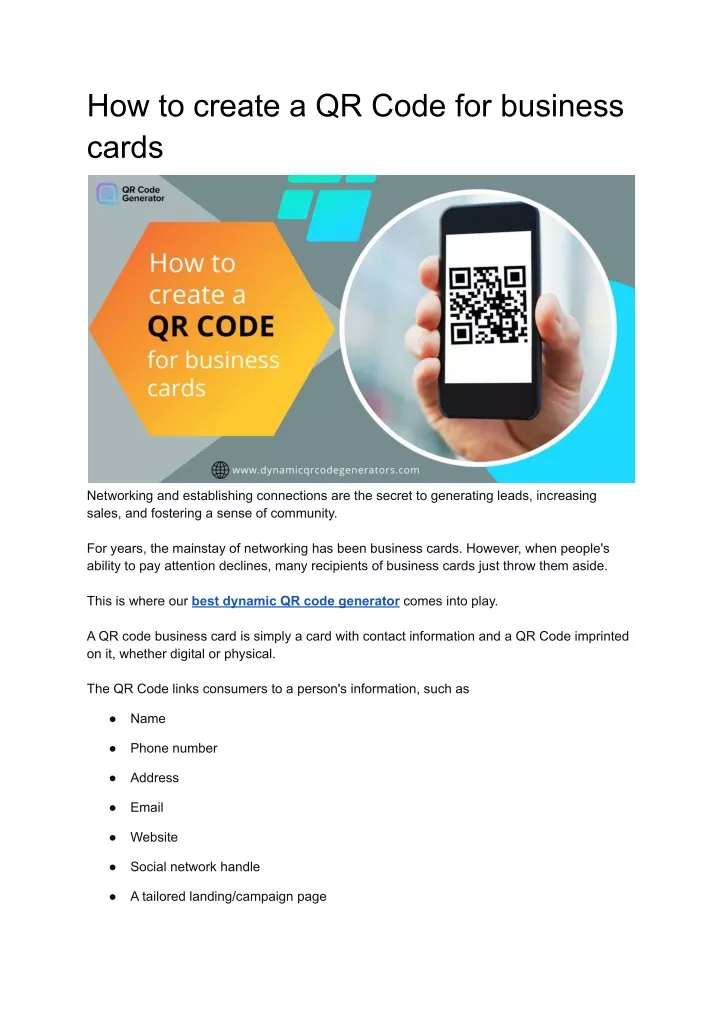how to create a qr code for business cards