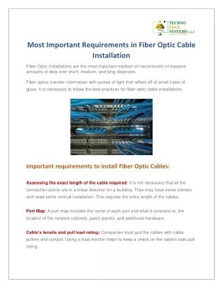 most important requirements in fiber optic cable