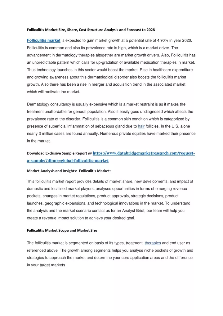 folliculitis market size share cost structure