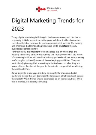 Digital Marketing Trends for 2023