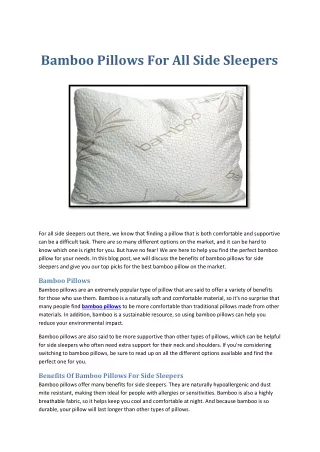 Bamboo Pillows For All Side Sleepers