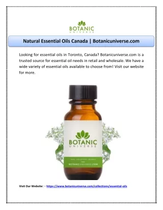 Natural Essential Oils Canada | Botanicuniverse.com