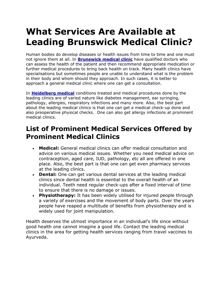 what services are available at leading brunswick