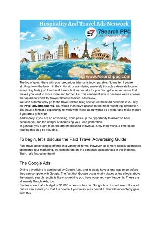 Best Travel Advertising Networks