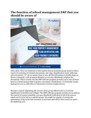 the function of school management erp that