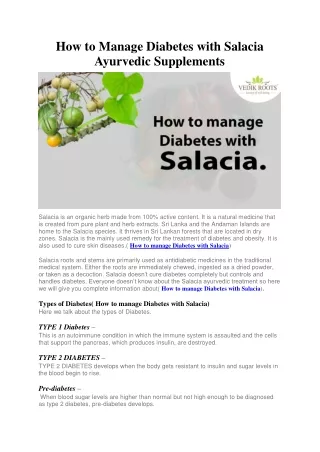 how to manage diabetes with salacia ayurvedic