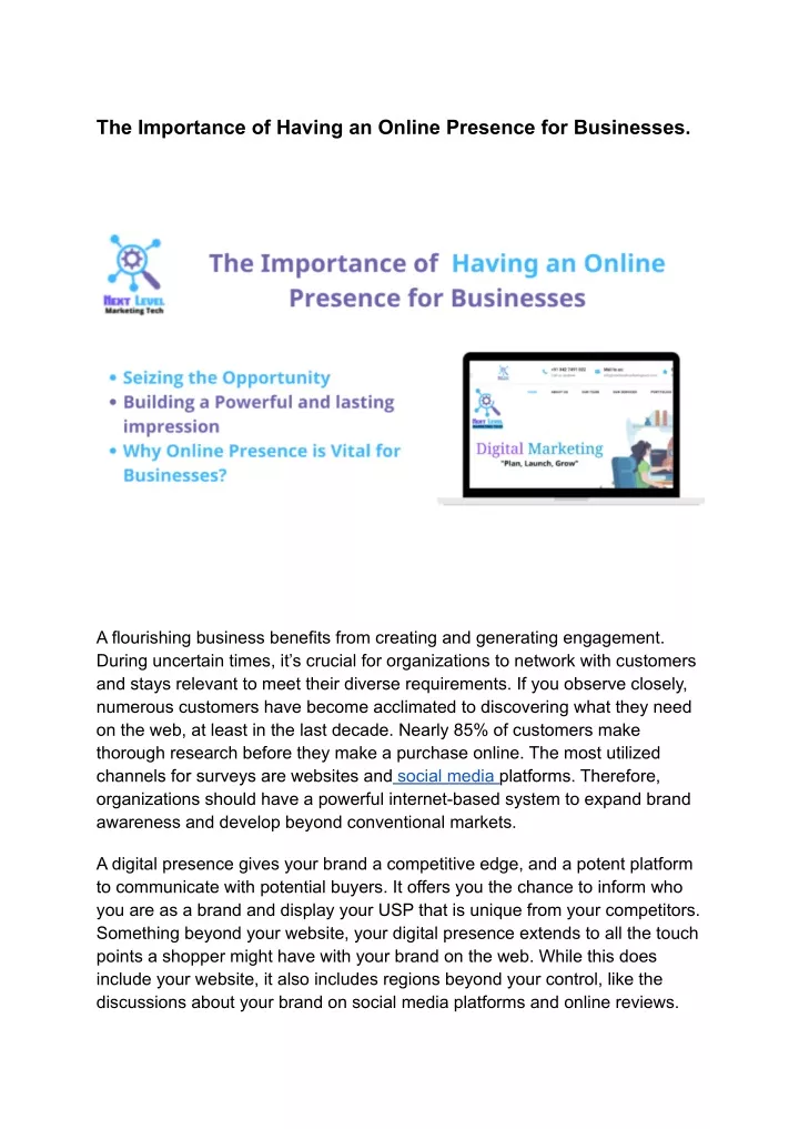 the importance of having an online presence