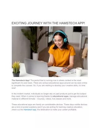 exciting journey with the hamstech app