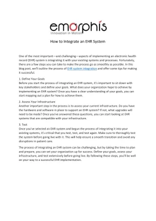 how to integrate an ehr system