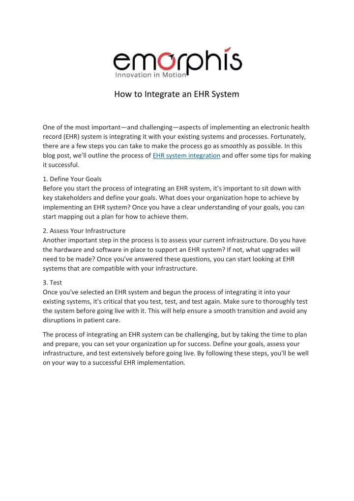 how to integrate an ehr system