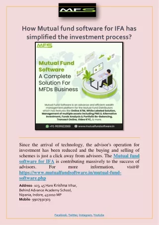 how mutual fund software for ifa has simplified