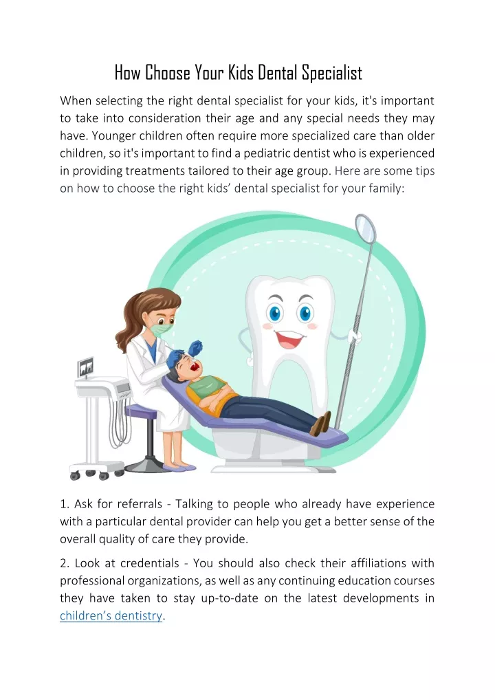 how choose your kids dental specialist