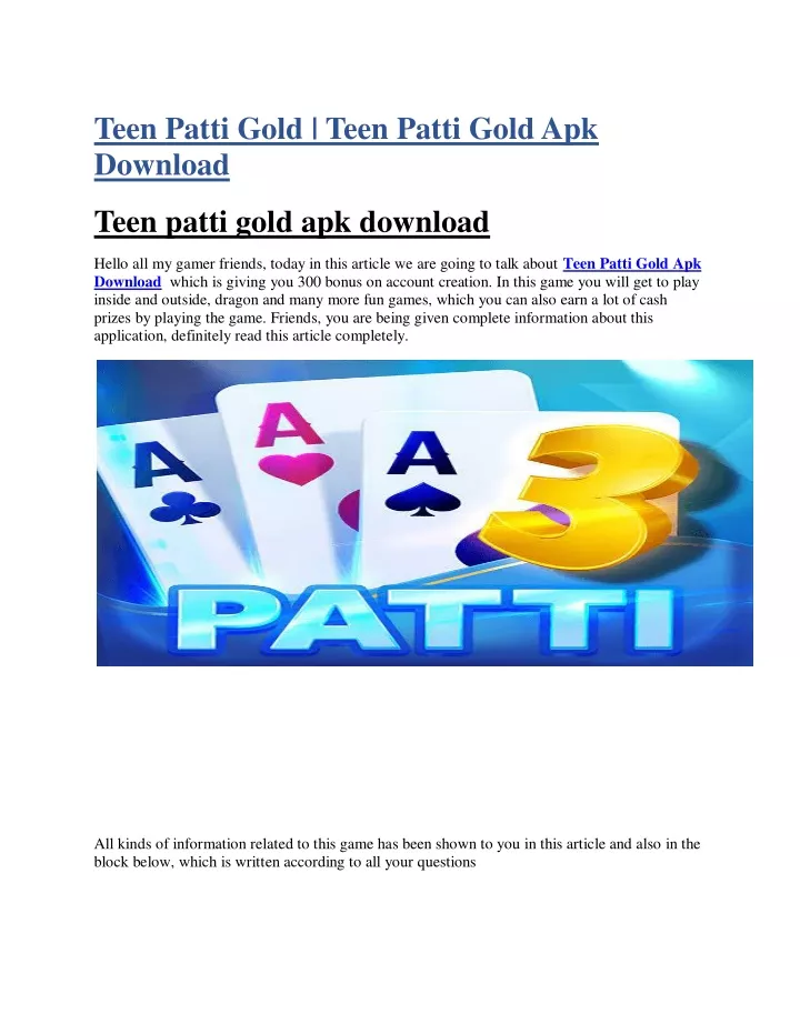 PPT Teen Patti Gold Teen Patti Gold Apk Download PowerPoint PPT Teen Patti Gold Teen Patti Gold Apk Download PowerPoint