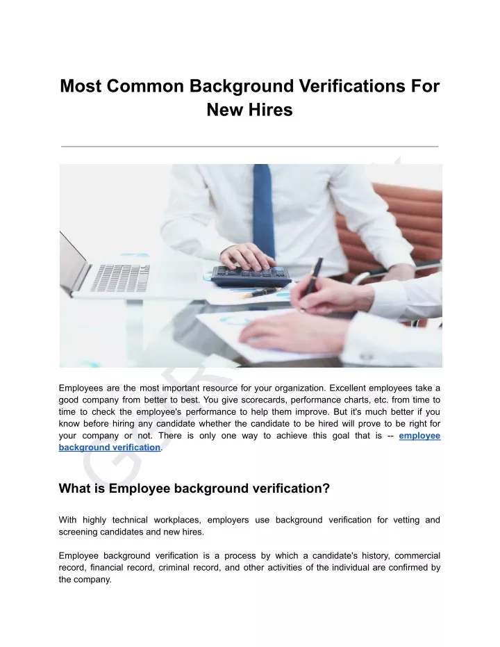 most common background verifications for new hires