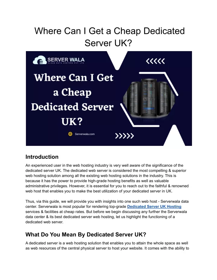 where can i get a cheap dedicated server uk