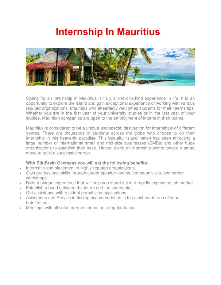internship in mauritius