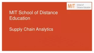 mit school of distance education supply chain analytics
