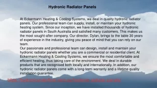 Hydronic Radiator Panels