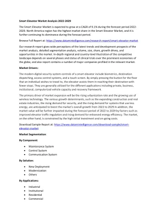 smart elevator market analysis 2022 2029