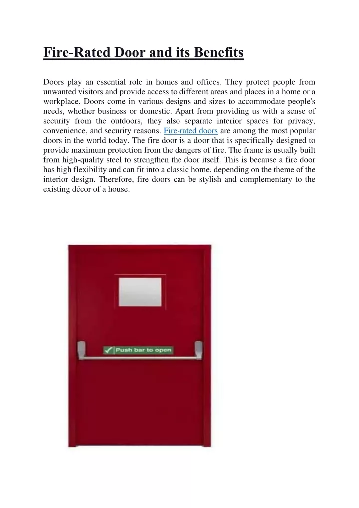 fire rated door and its benefits doors play