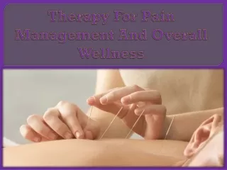 therapy for pain management and overall wellness
