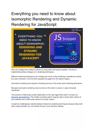 Everything you need to know about Isomorphic Rendering and Dynamic Rendering for JavaScript