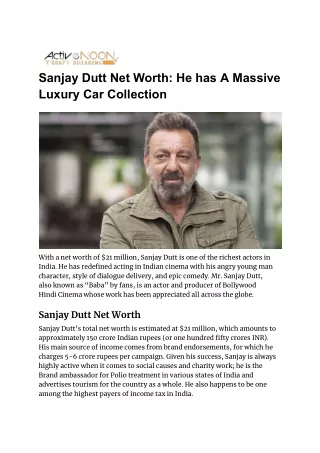 sanjay dutt net worth he has a massive luxury