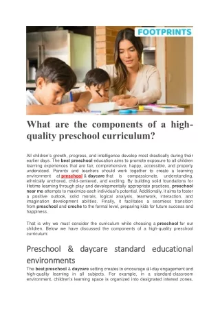 What are the components of a high-quality preschool curriculum