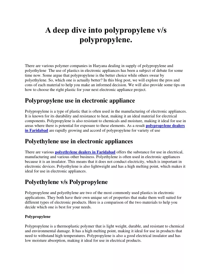 a deep dive into polypropylene v s polypropylene