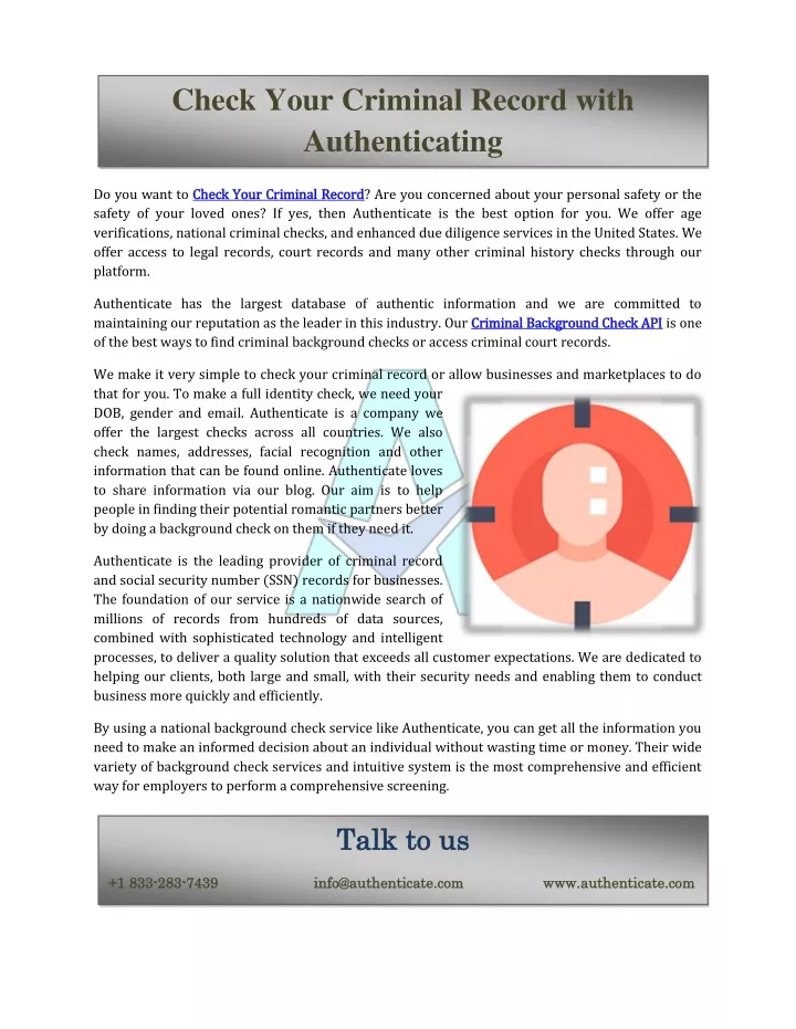 check your criminal record with authenticating