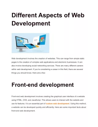different aspects of web development