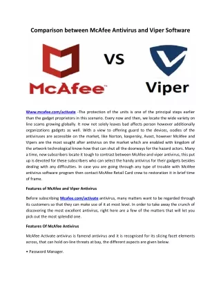 comparison between mcafee antivirus and viper