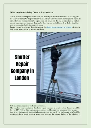 What do shutter fixing firms in London deal