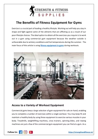 Benefits of Fitness Equipments for Gyms