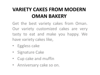 VARIETY CAKES FROM MODERN OMAN BAKERY