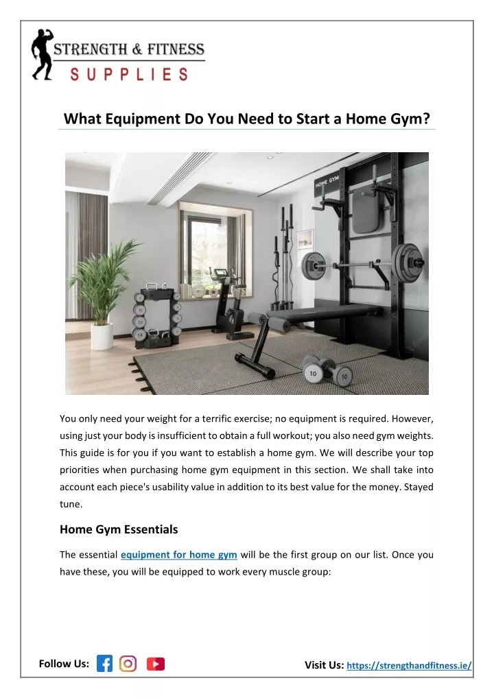what equipment do you need to start a home gym
