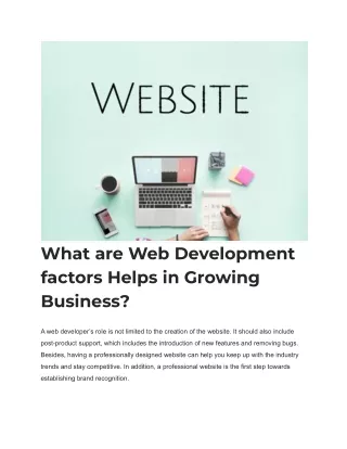 what are web development factors helps in growing