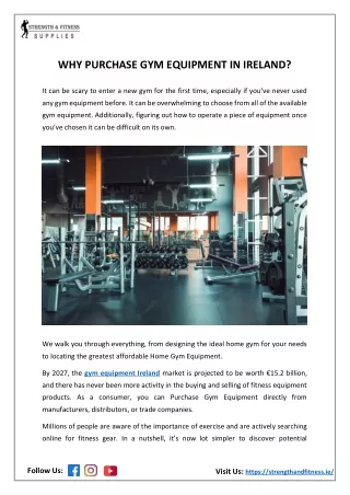 Why Purchase Gym Equipment in Ireland