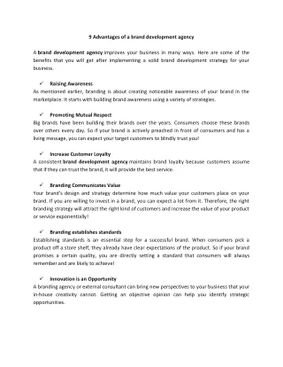 9 advantages of a brand development agency